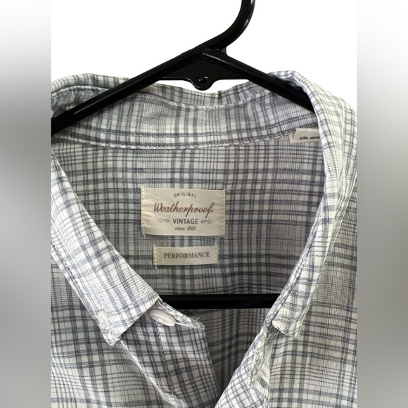 Weatherproof vintage blue plaid performance button down polo shirt - Picture 3 of 4